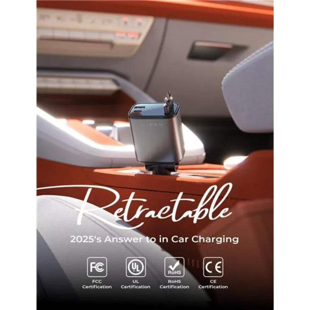 Retractable Car Charger Birthday Gifts for Men Tech Gadgets 69W USB C
